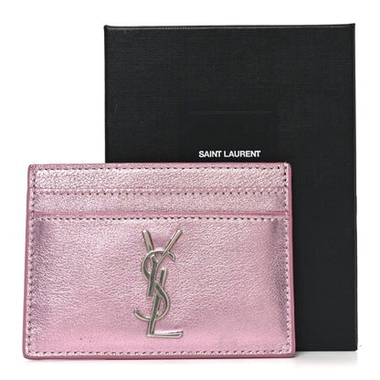 Saint Laurent Metallic Calfskin Monogram Credit Card Case Pink 8 of 8