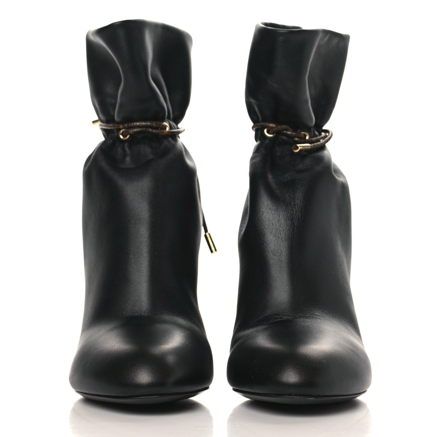 Calfskin Monogram Drawstring Ankle Boots 38.5 Black
