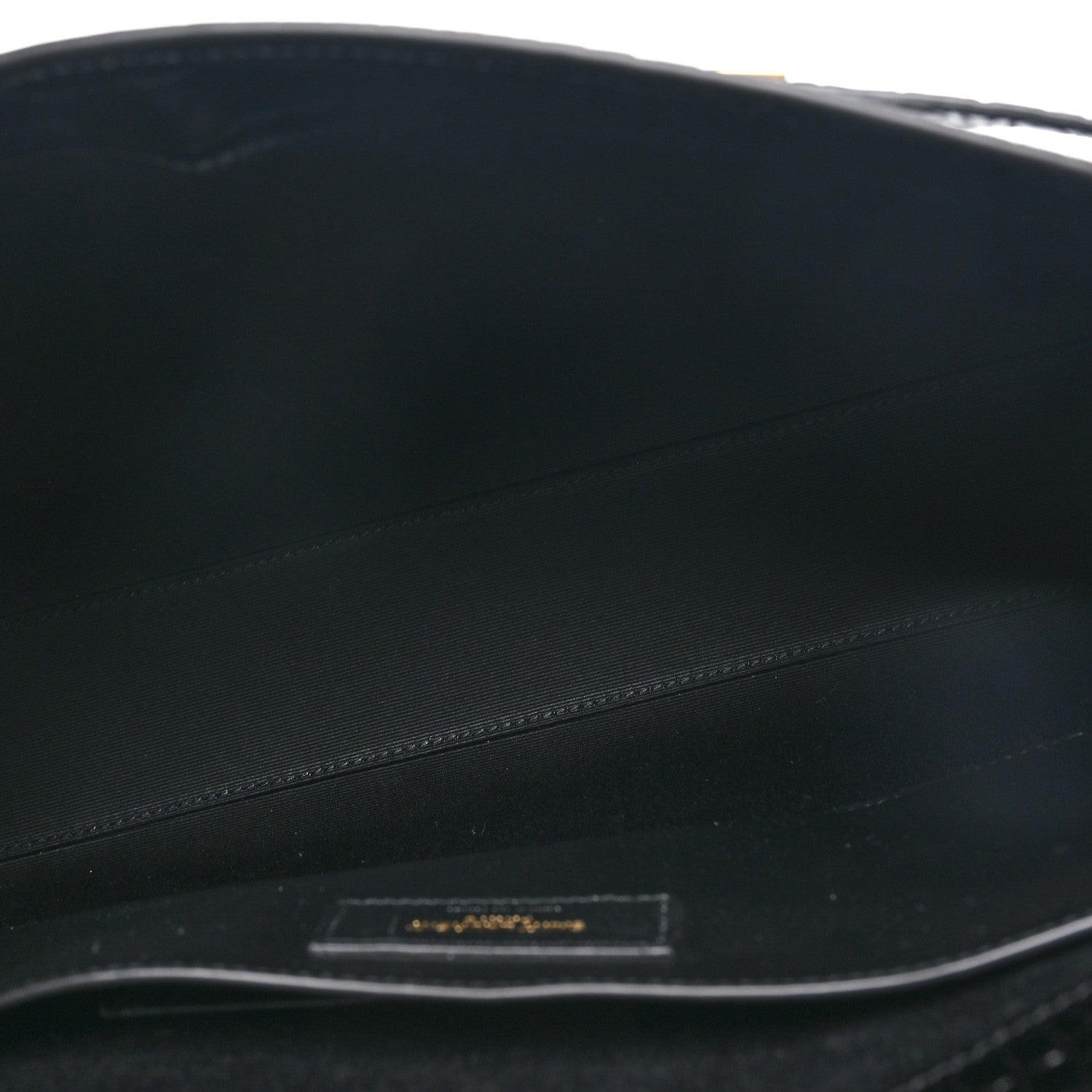 Saint Laurent Shiny Calfskin Crocodile Embossed Manhattan Baguette Black 5 of 9