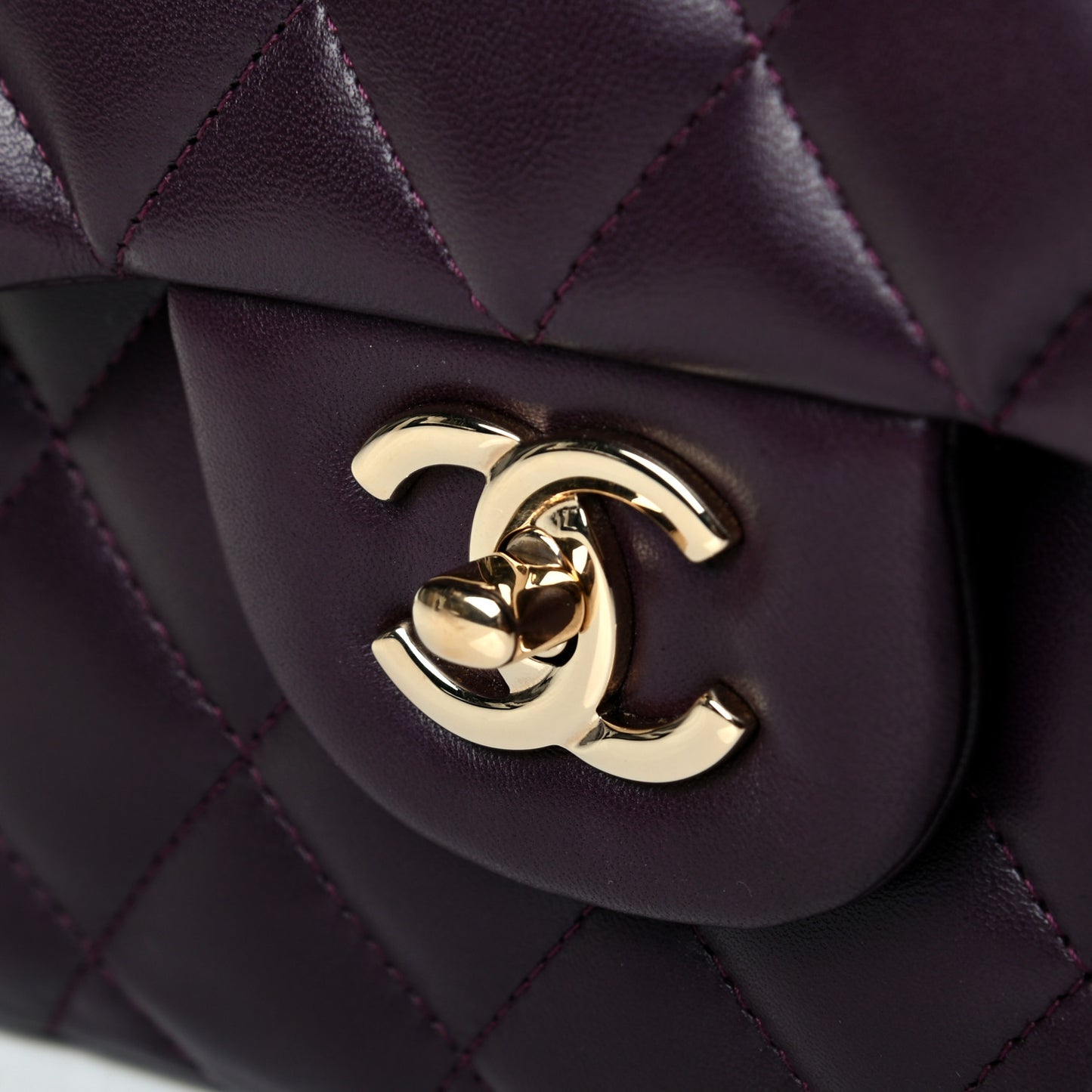 Lambskin Quilted Jumbo Double Flap Purple