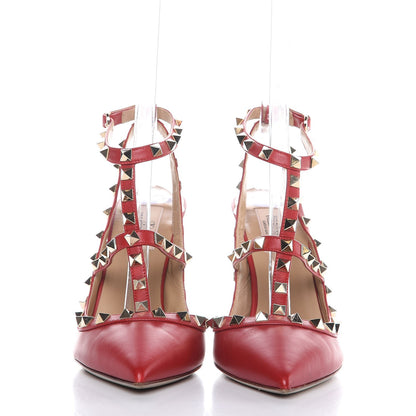 Valentino Garavani Nappa Rockstud Ankle Strap Pumps 39.5 Red 2 of 10