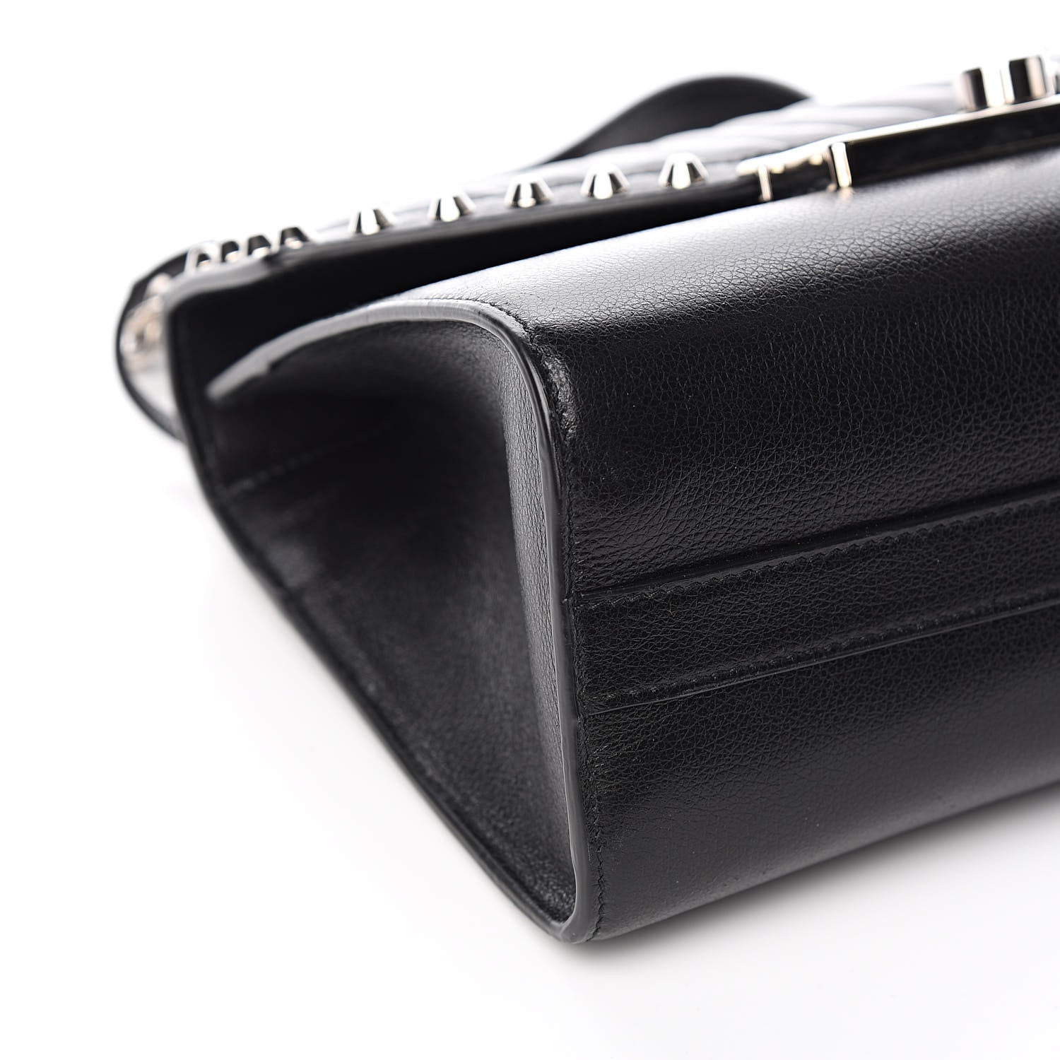 Prada Glace Calfskin Studded Sound Flap Crossbody Shoulder Bag Black 7 of 9