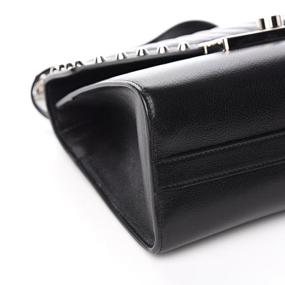 Prada Glace Calfskin Studded Sound Flap Crossbody Shoulder Bag Black 7 of 9