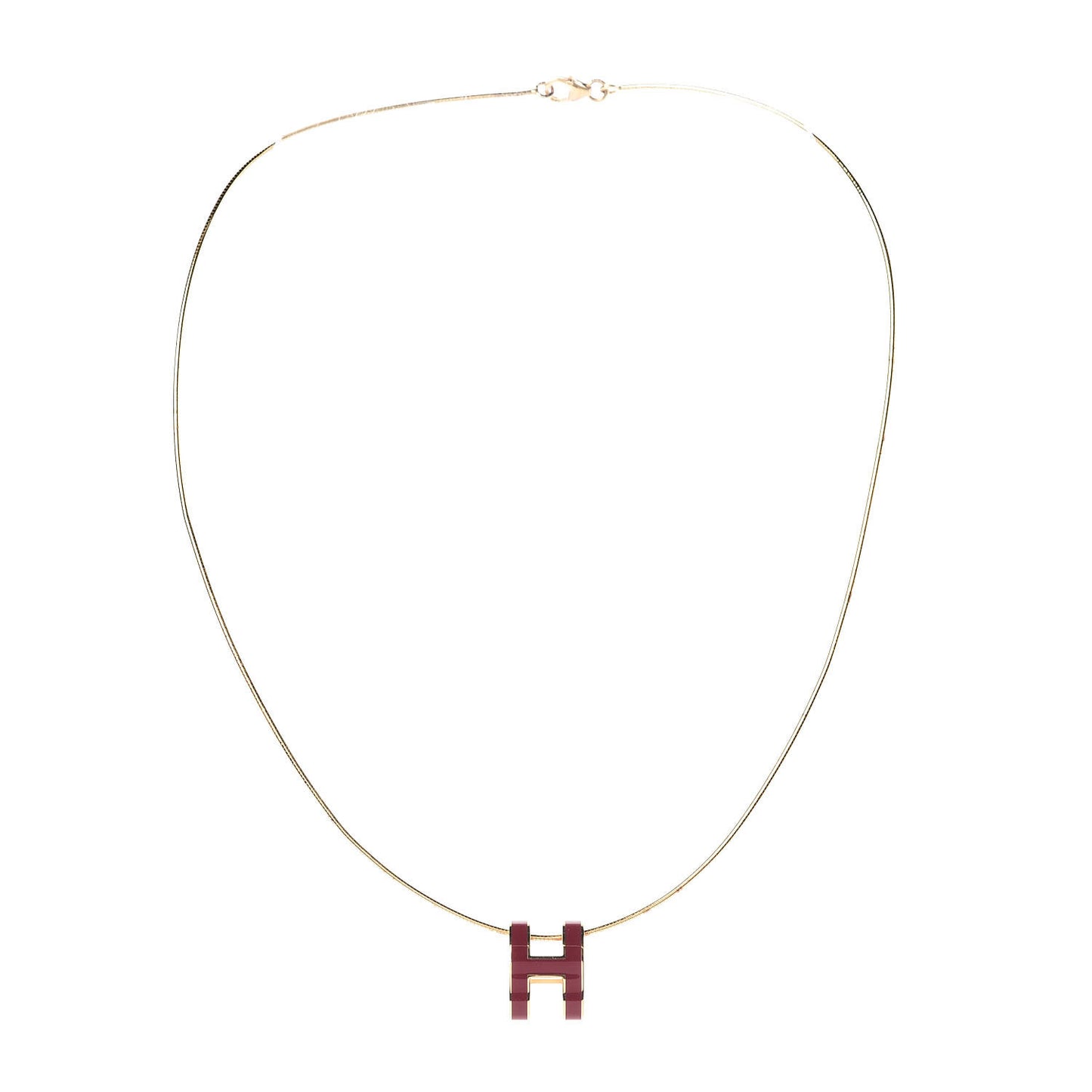 Lacquered Gold Pop H Pendant Necklace Plume