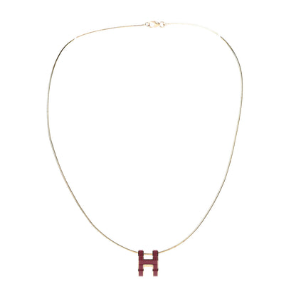 Hermes Lacquered Gold Pop H Pendant Necklace Plume 3 of 9