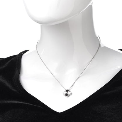 Van Cleef & Arpels 18K White Gold Diamond Guilloche Vintage Alhambra Pendant Necklace 2 of 7