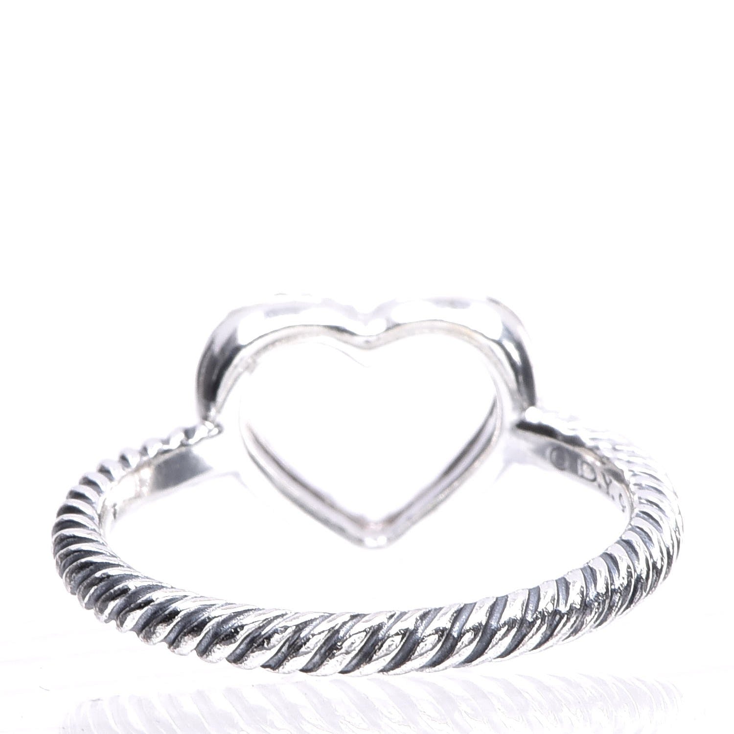David Yurman Sterling Silver Diamond 10mm Open Heart Ring 53.1 6.5 4 of 9