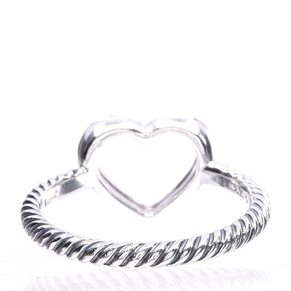 David Yurman Sterling Silver Diamond 10mm Open Heart Ring 53.1 6.5 4 of 9