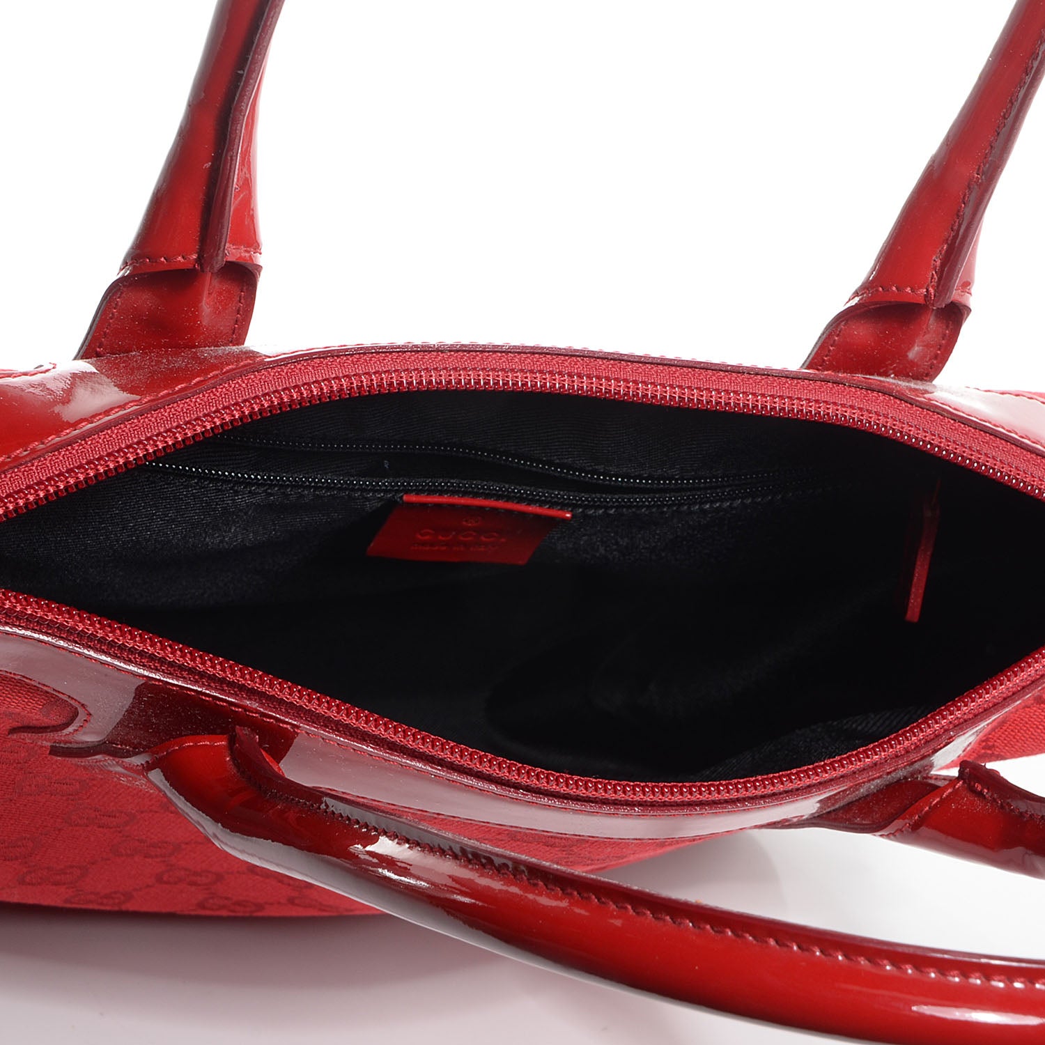 Gucci Patent Monogram Top Handle Tote Red 5 of 7