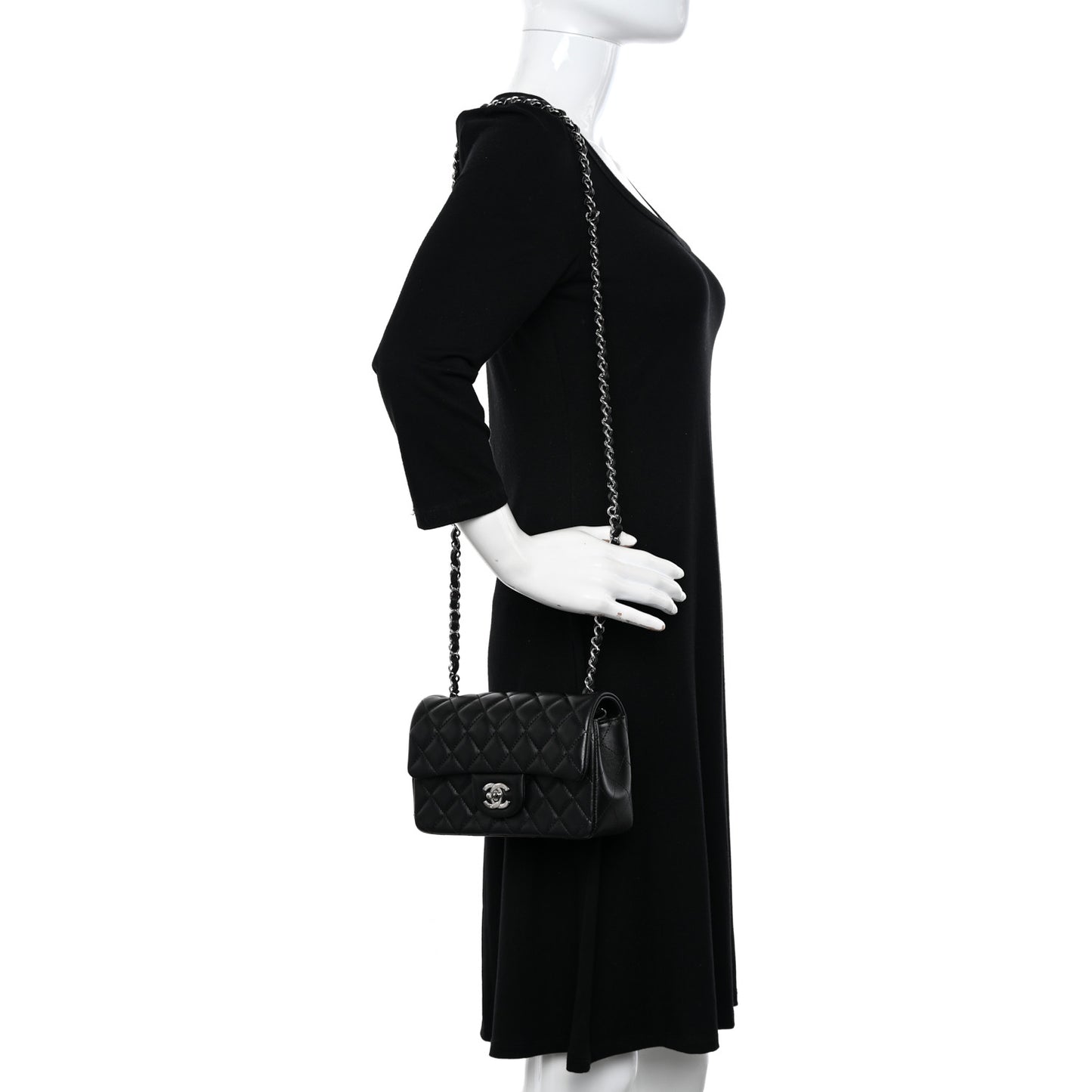 Lambskin Quilted Mini Rectangular Flap Black