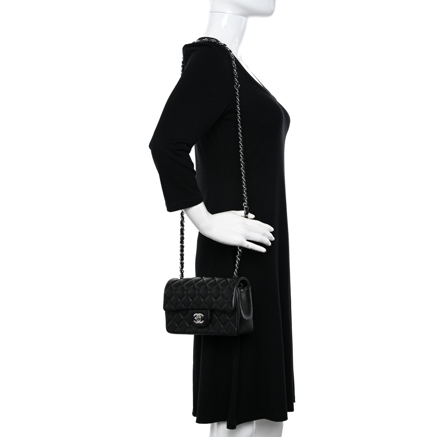 Chanel Lambskin Quilted Mini Rectangular Flap Black 2 of 11