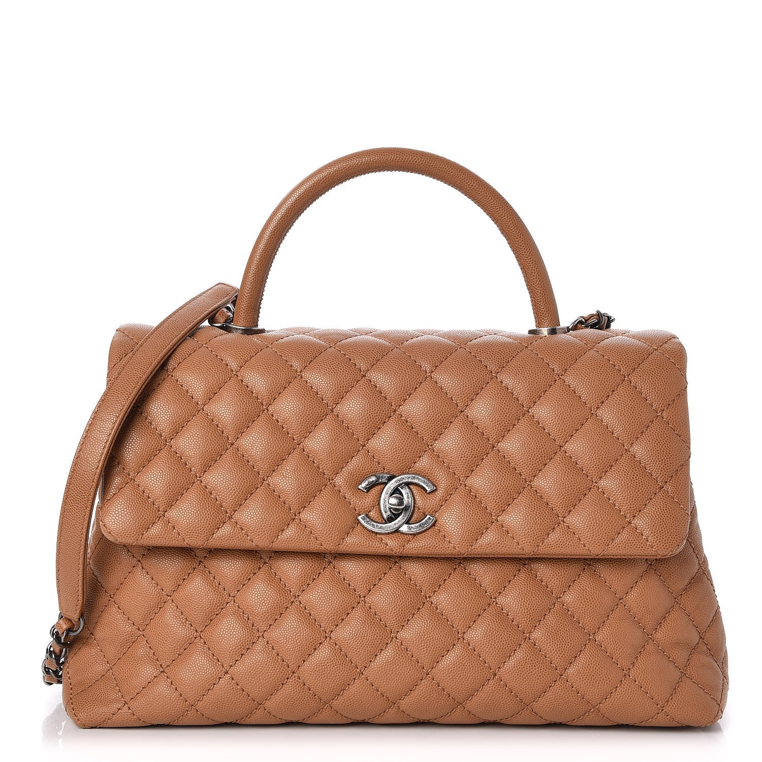 Chanel Caviar Quilted Medium Coco Handle Flap Camel 1 of 8