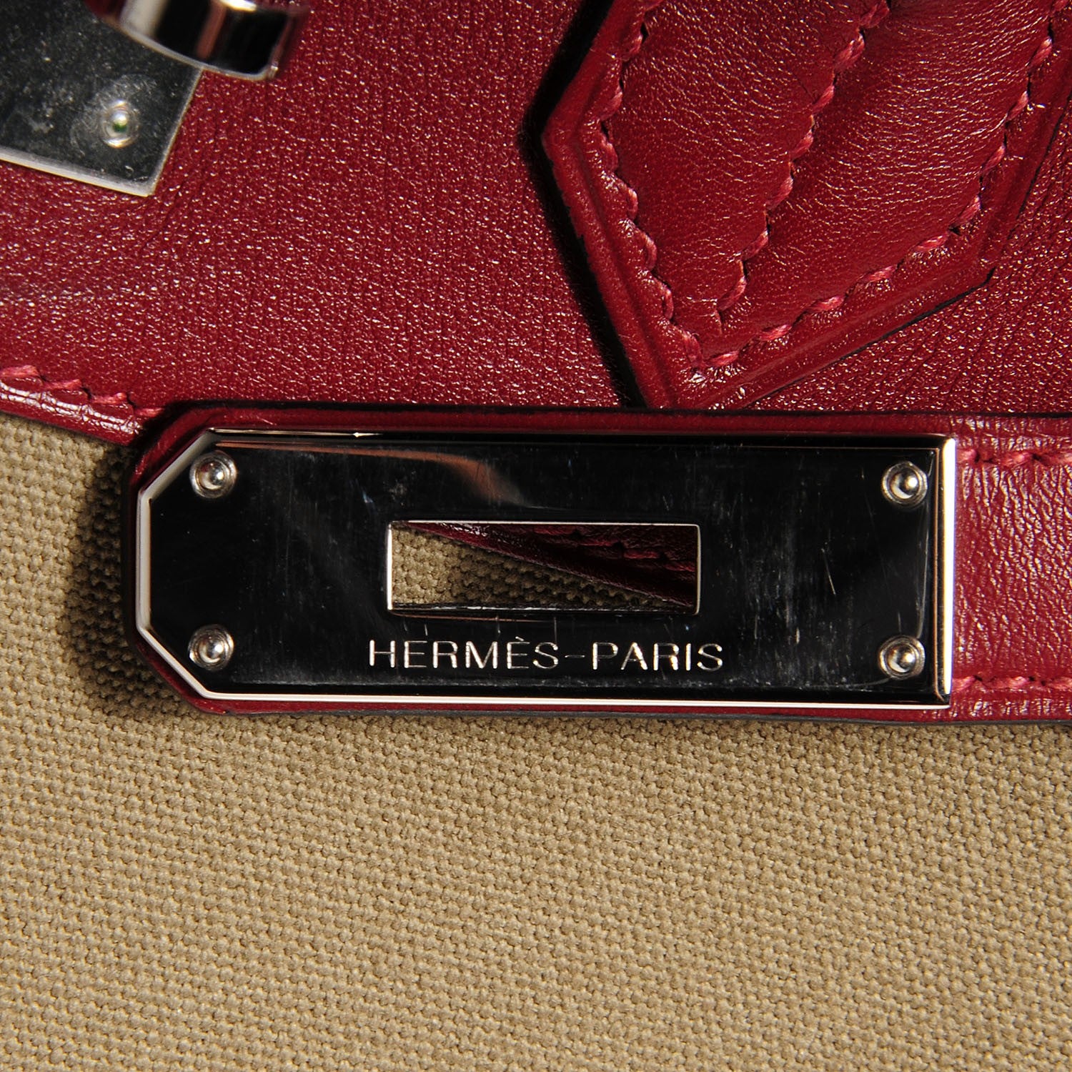 Hermes Toile Swift Birkin 30 Rouge H 9 of 24