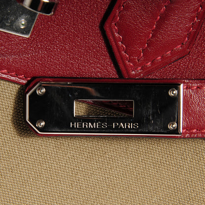 Hermes Toile Swift Birkin 30 Rouge H 9 of 24