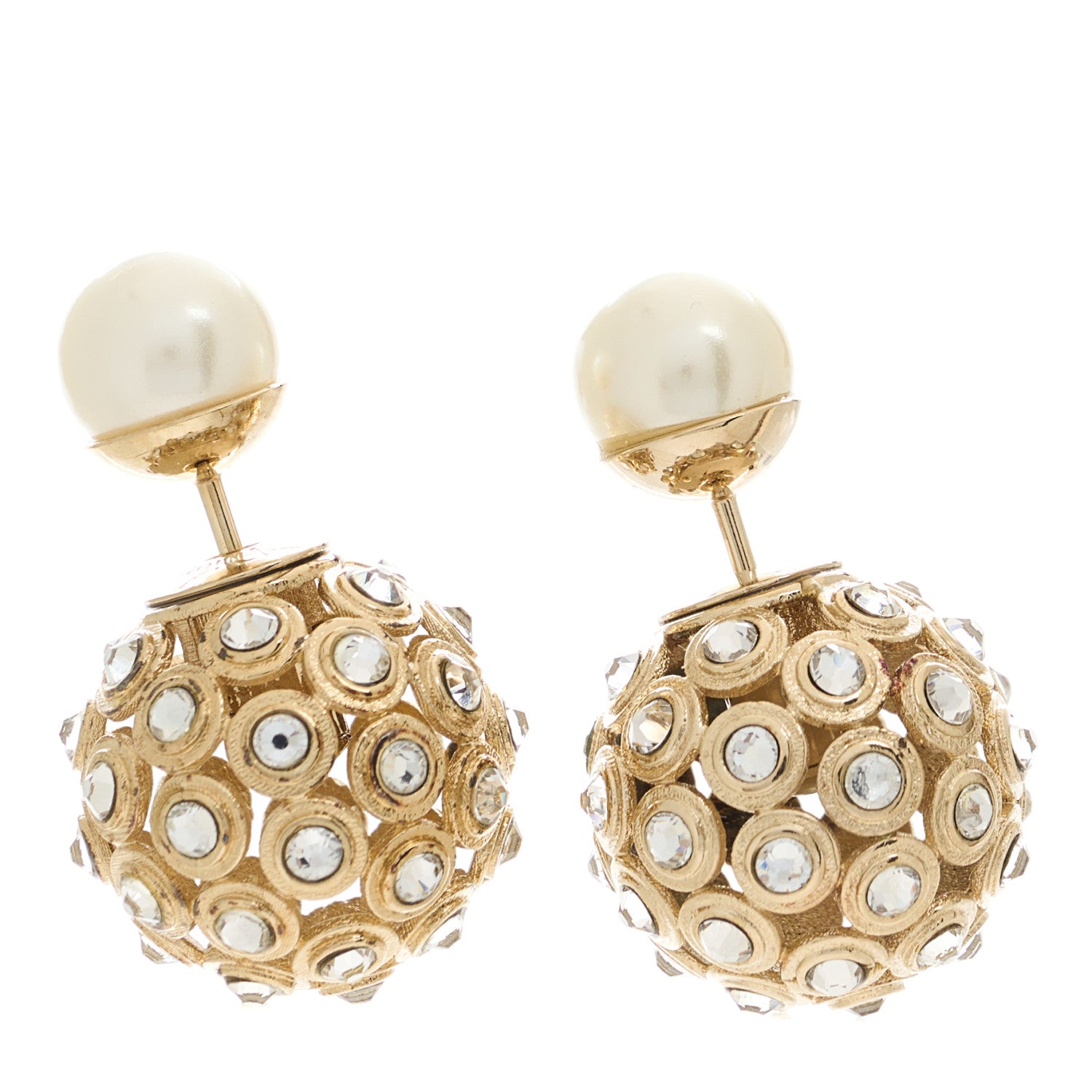Christian Dior Pearl Crystal Mise En Dior Tribales Earrings Gold 1 of 5