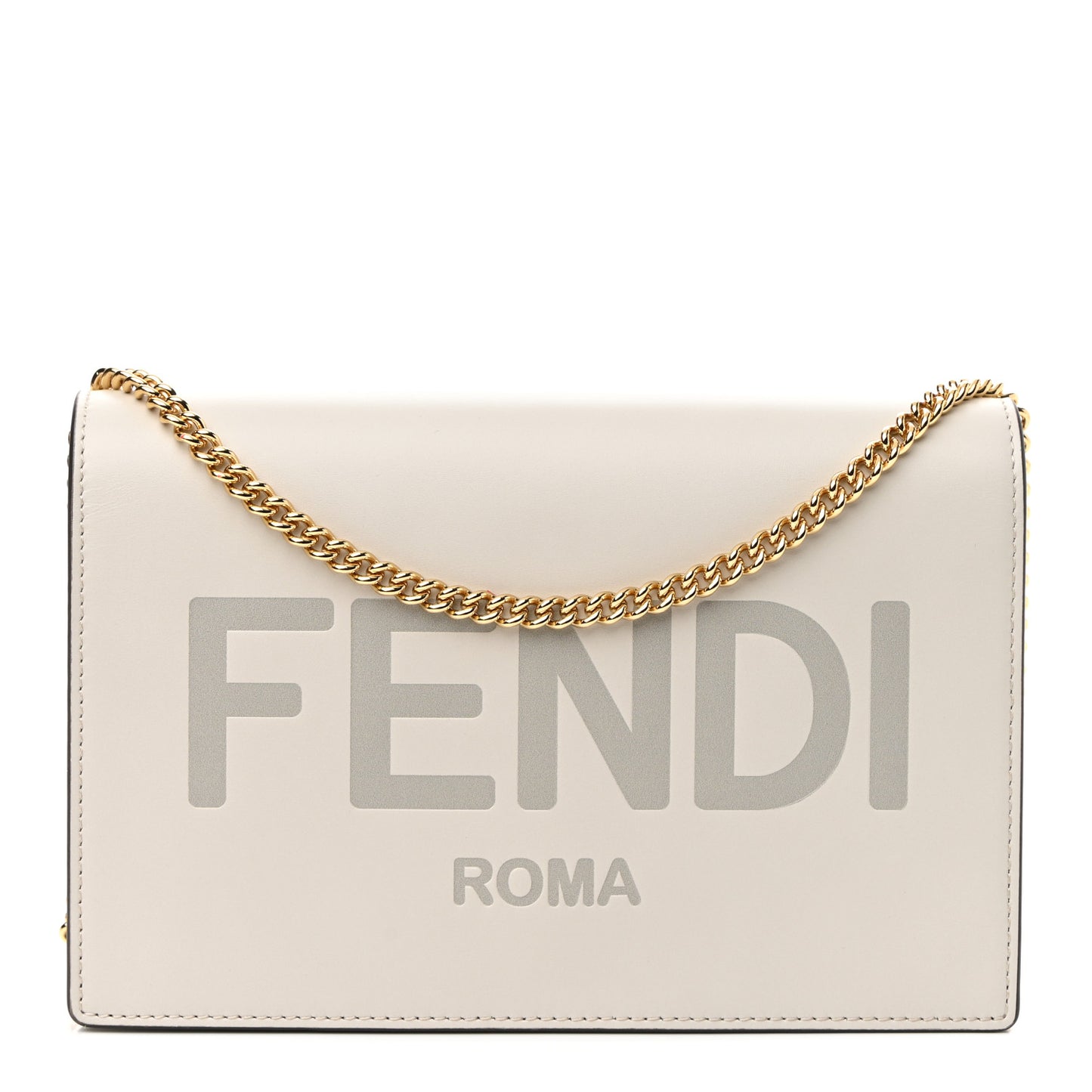 Vitello King Tamponato Logo Embossed Medium Wallet On Chain White Ice