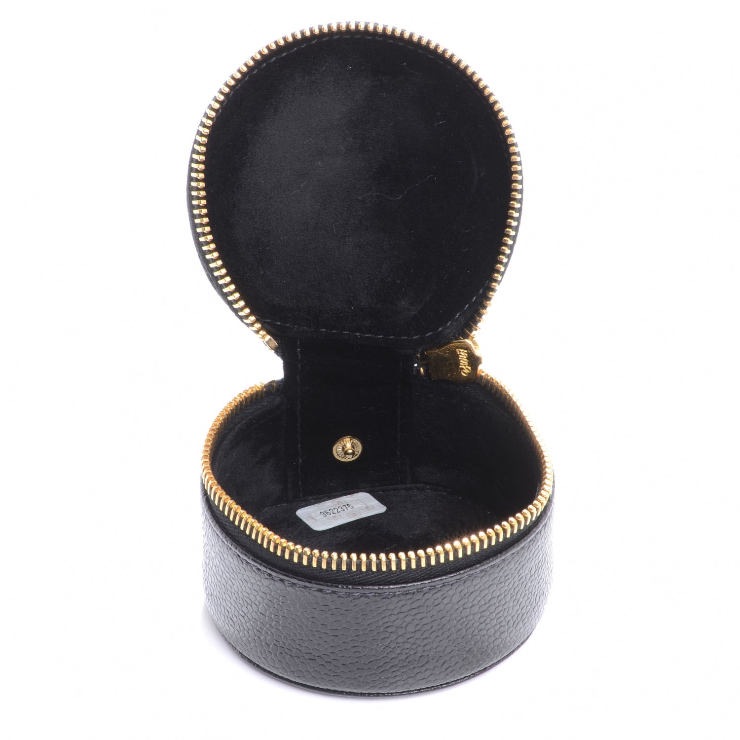 Chanel Caviar Round Jewelry Travel Case Black 3 of 5