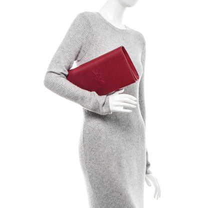 Saint Laurent Calfskin Monogram Large Belle De Jour Clutch Red 2 of 7