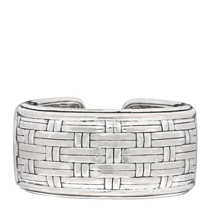 John Hardy Sterling Silver Wide Bedeg Basket Weave Kick Cuff Bracelet 1 of 3