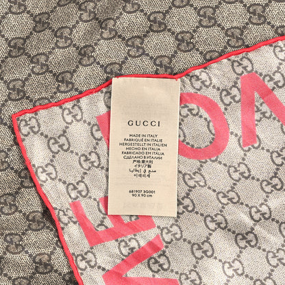 Gucci Silk GG Monogram Love Print Scarf Roseate 2 of 3