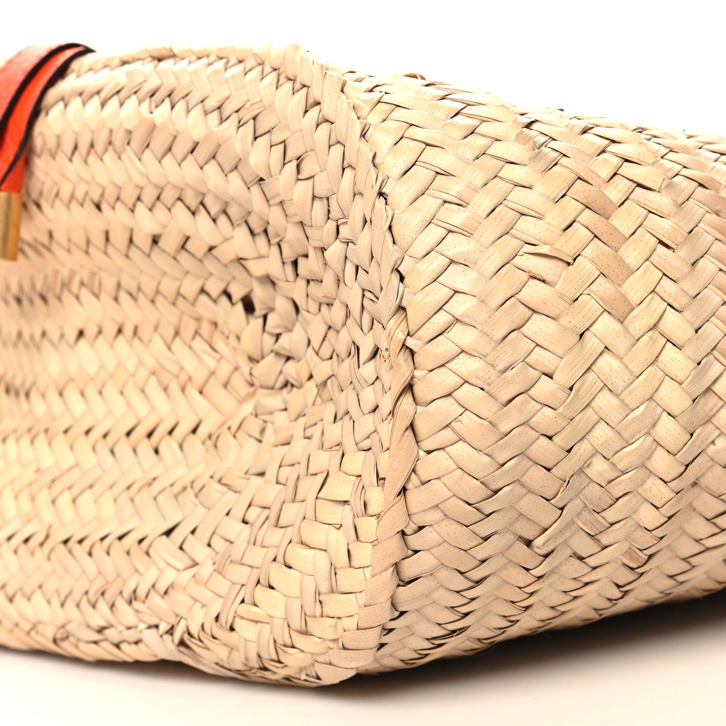 Raffia Small Grain Calfskin Medium Marcie Basket Orange