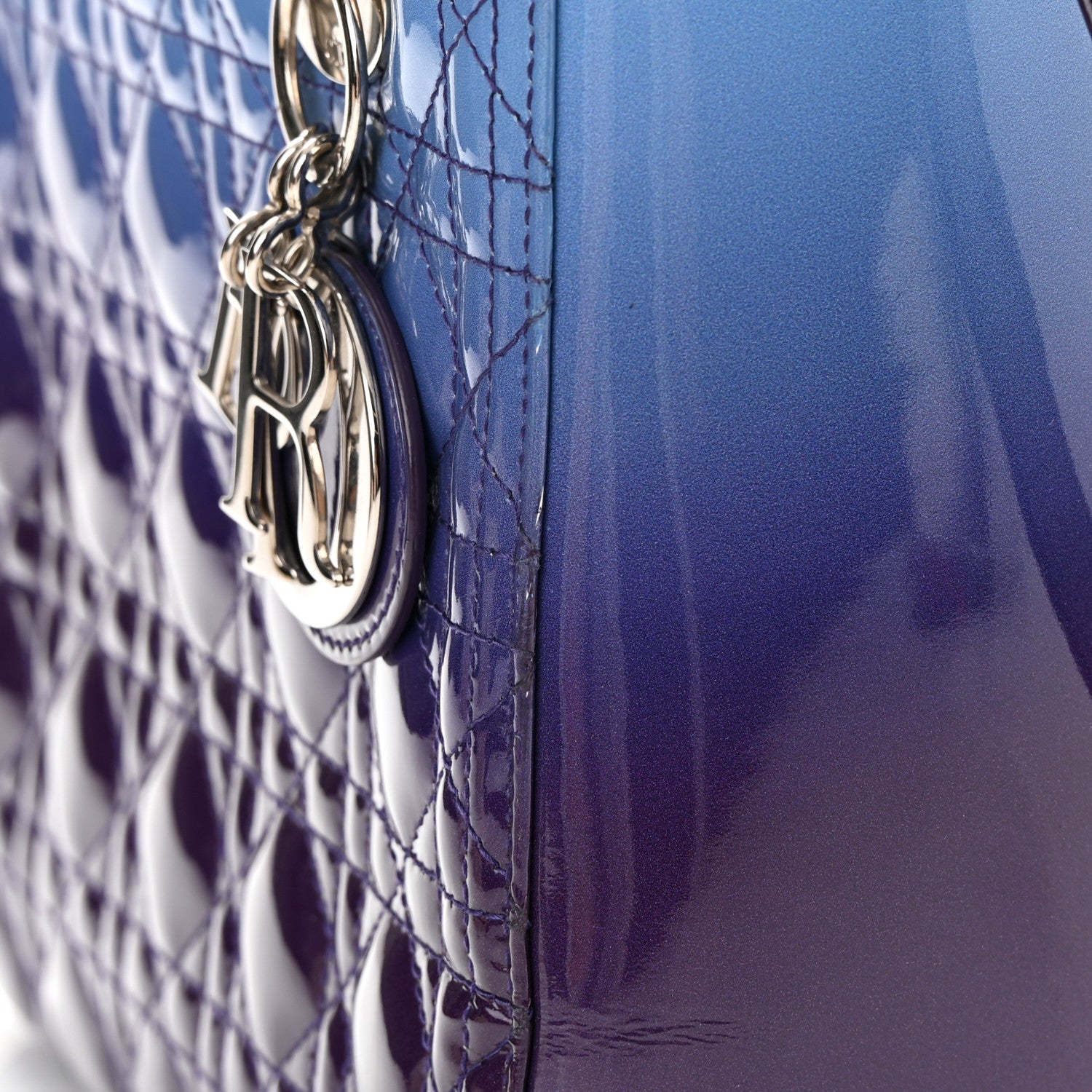 Christian Dior Patent Cannage Gradient Medium Lady Dior Purple Blue 21 of 26