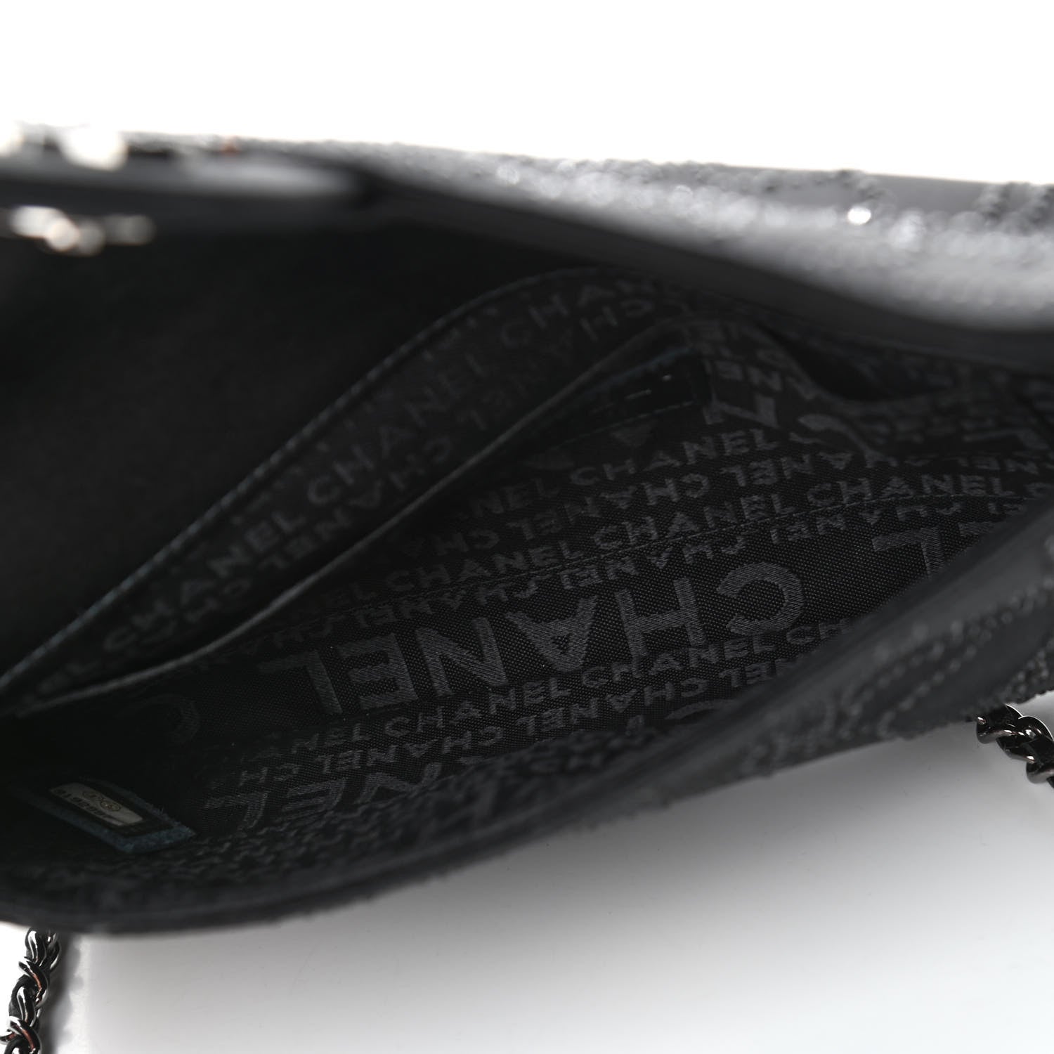 Chanel Satin Crystal Camellia Clutch On Chain Bag Black 4 of 4