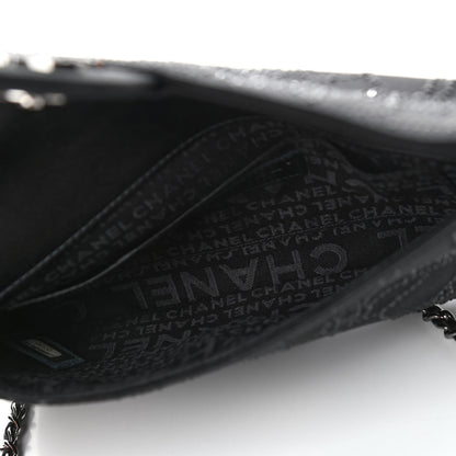 Chanel Satin Crystal Camellia Clutch On Chain Bag Black 4 of 4