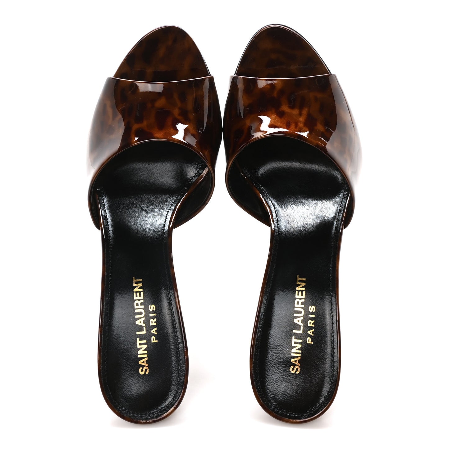 Patent Tartaruga Sexy 95mm Mules 37.5 Tortoise Brown