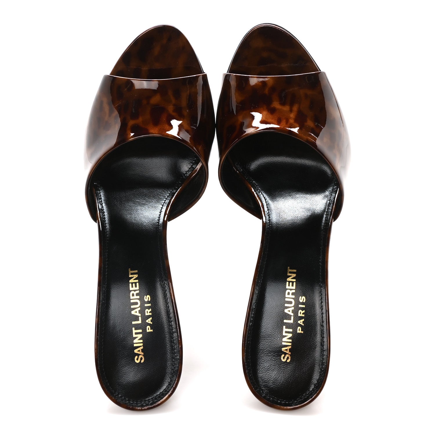 Saint Laurent Patent Tartaruga Sexy 95mm Mules 37.5 Tortoise Brown 2 of 8