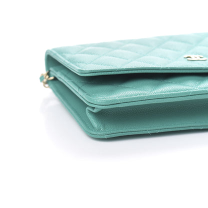 Chanel Caviar Quilted Wallet On Chain WOC Turquoise 9 of 12