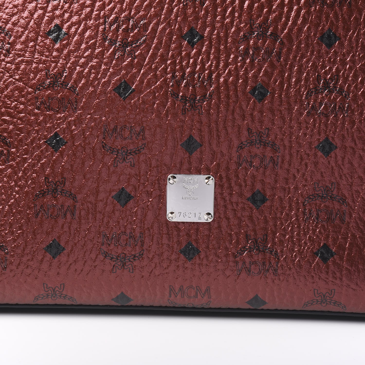 MCM Metallic Visetos Shopper Tote Scooter Red 8 of 8