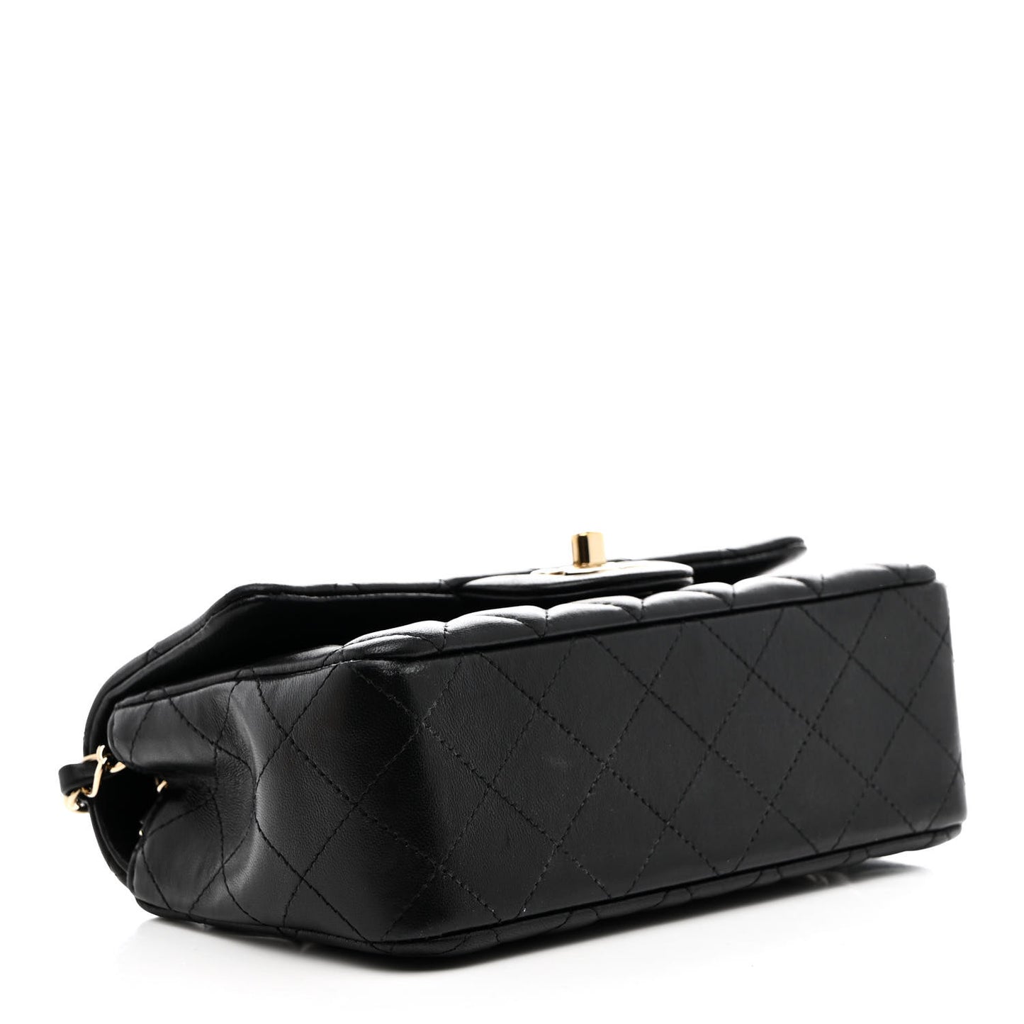 Lambskin Quilted Mini Rectangular Flap Black