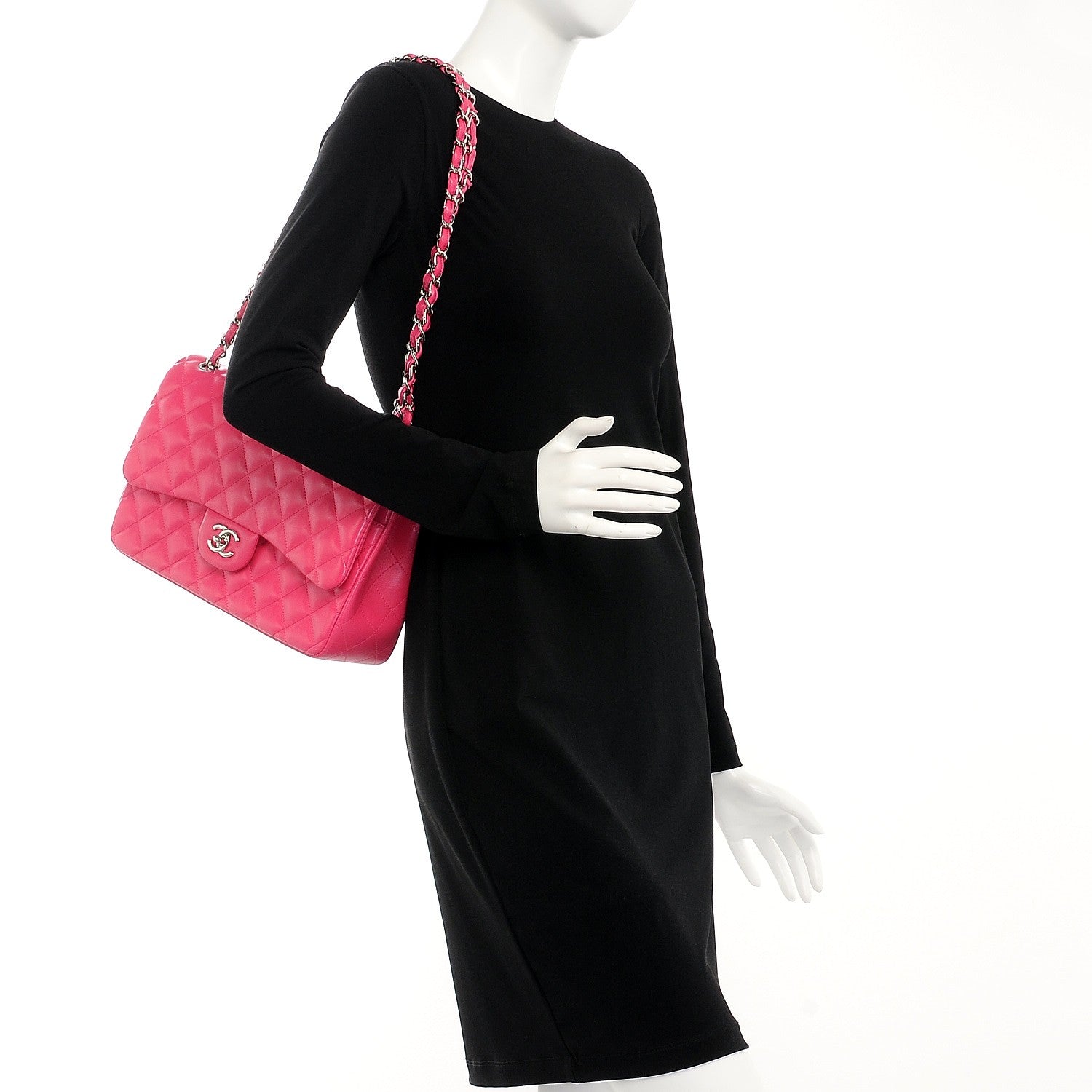 Chanel Lambskin Quilted Jumbo Double Flap Dark Pink 2 of 8