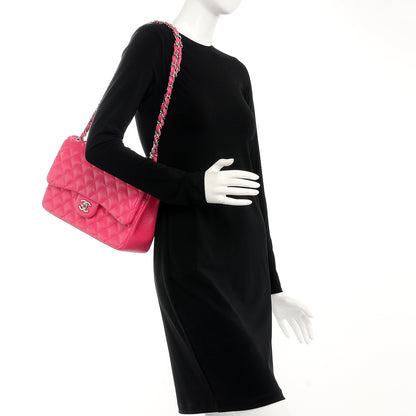 Chanel Lambskin Quilted Jumbo Double Flap Dark Pink 2 of 8