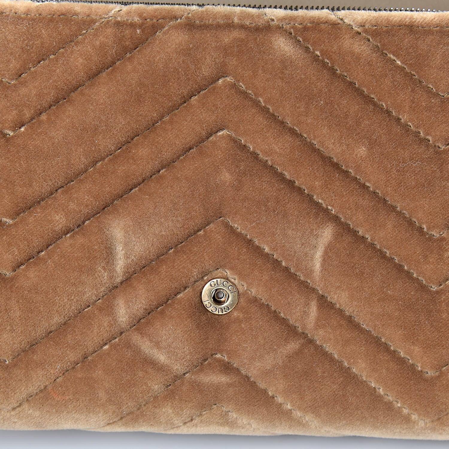 Gucci Velvet Matelasse GG Marmont Chain Wallet Taupe 11 of 14