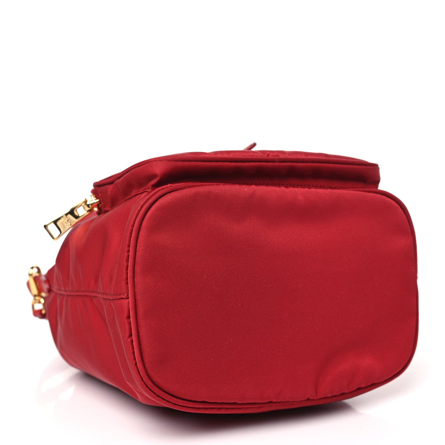 Nylon Vela Saffiano Mini Bucket Crossbody Bag Fuoco