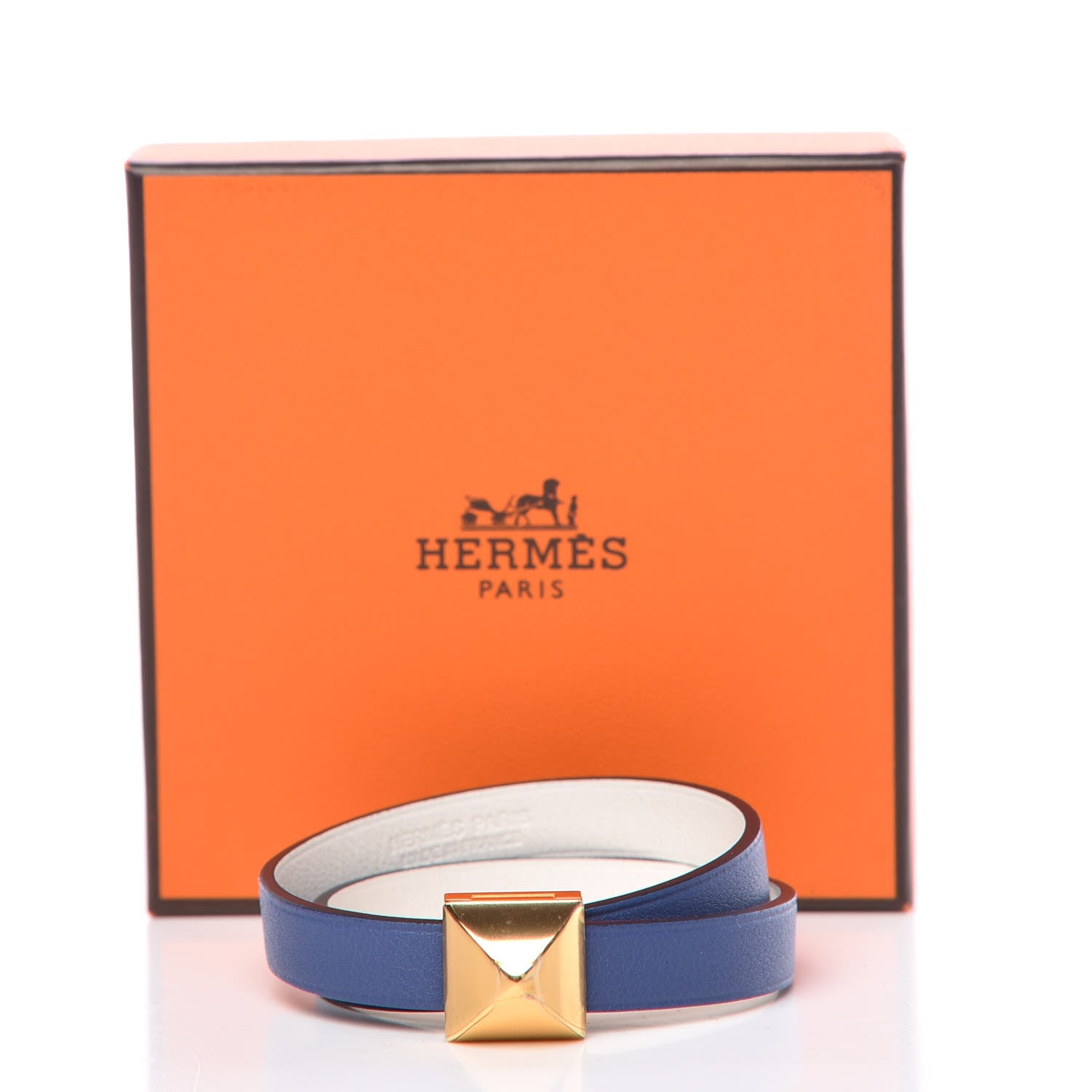Hermes Swift Medor Infini Double Tour Bracelet T2 Bleu Brighton Blanc 7 of 7