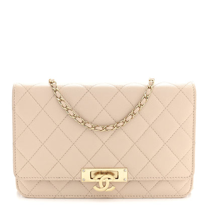 Chanel Caviar Quilted Golden Class Wallet On Chain WOC Light Beige 1 of 13