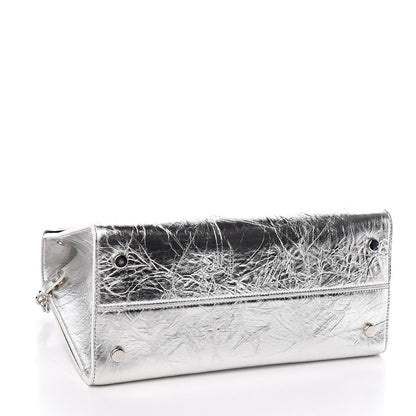 Christian Dior Metallic Calfskin Medium Diorever Flap Silver 4 of 10