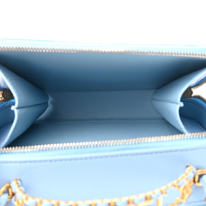 Chanel Caviar Quilted Small Pick Me Up Vanity Case Light Blue 5 of 12