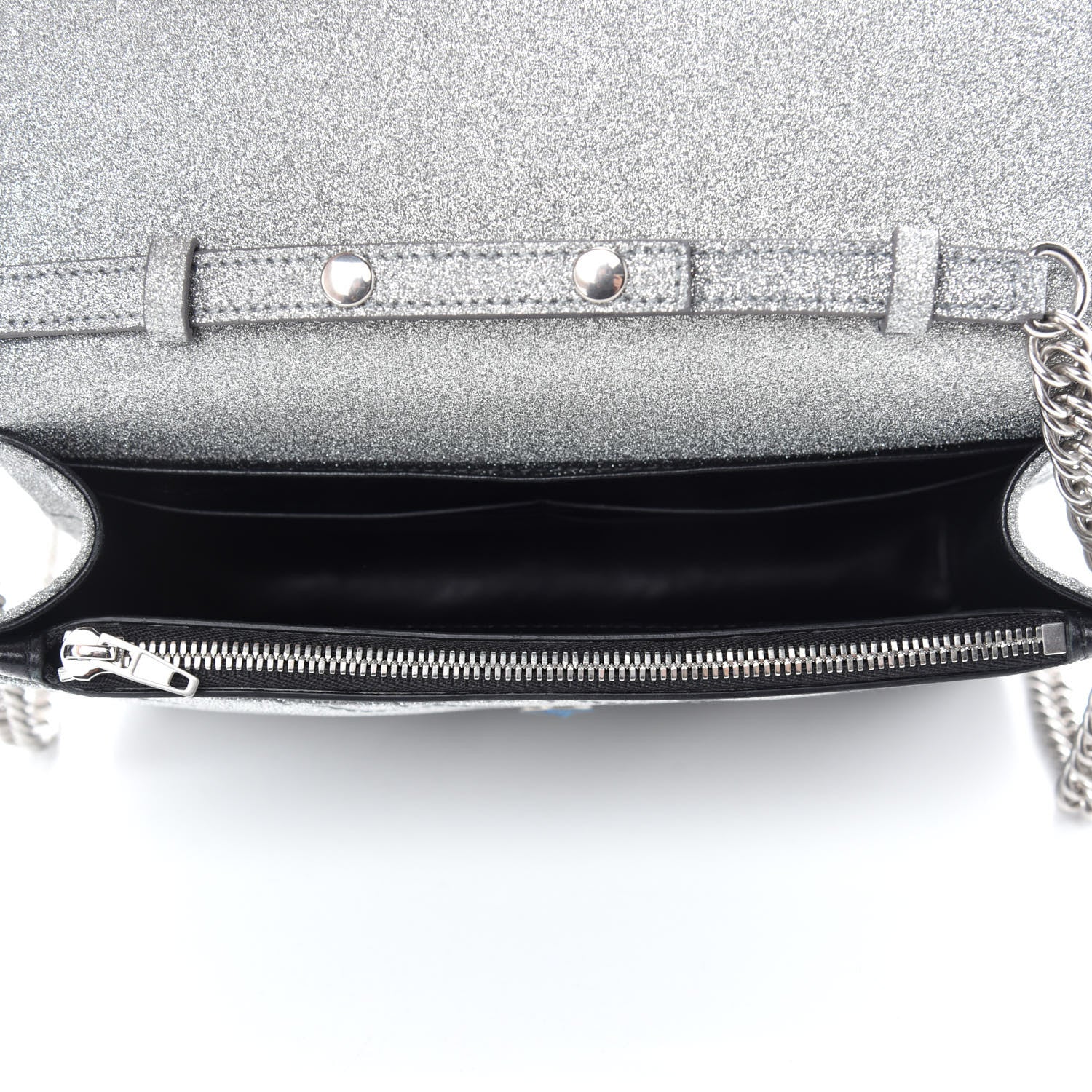 Balenciaga Glitter Logo Matelasse BB Wallet On Chain Silver 5 of 9