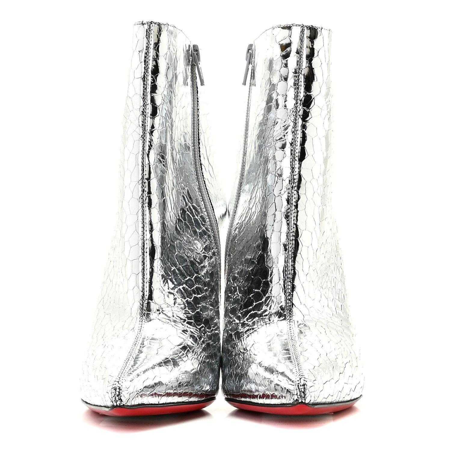 Christian Louboutin Specchio Martele So Kate 100 Ankle Boots 39.5 Silver 3 of 11