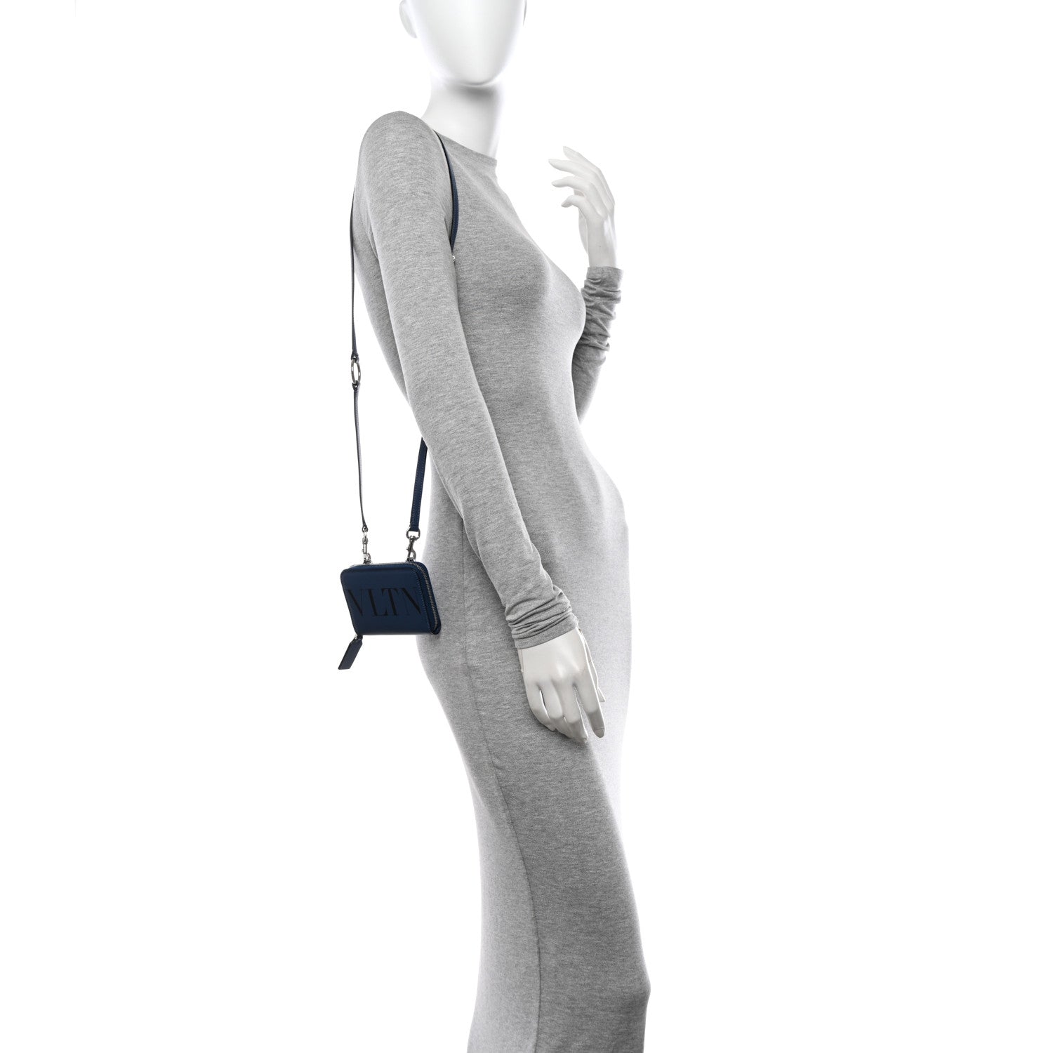 Valentino Garavani Calfskin VLTN Print Wallet Crossbody Bag Navy 1 of 7