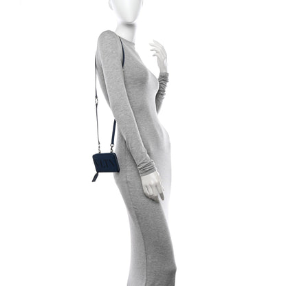 Valentino Garavani Calfskin VLTN Print Wallet Crossbody Bag Navy 1 of 7