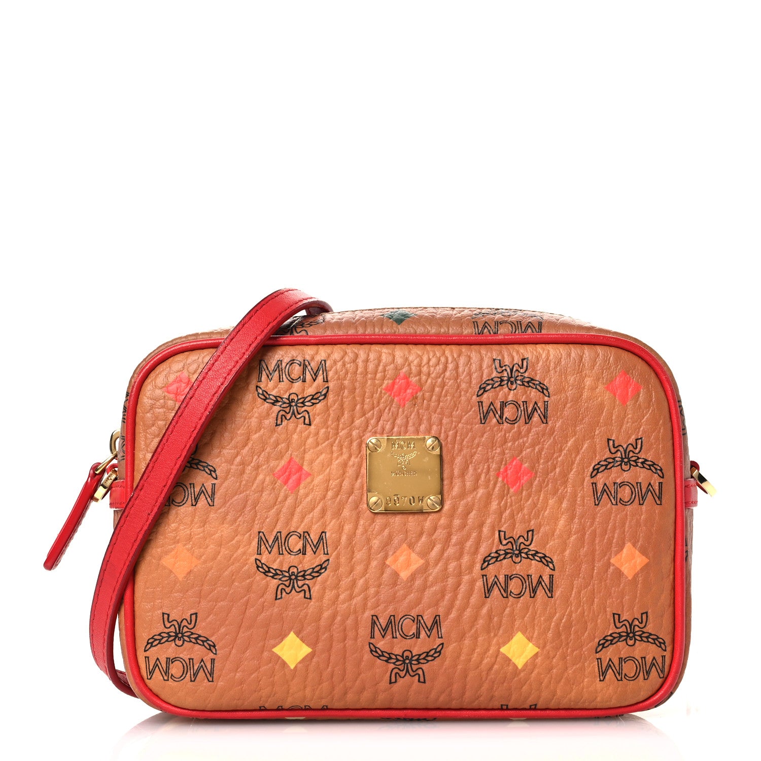 MCM Skyoptic Visetos Spectrum Diamond Camera Bag Cognac Red 1 of 13