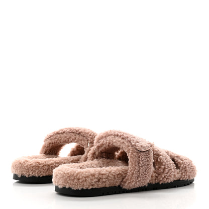 Hermes Woolskin Womens Chypre Sandals 39 Bois De Santal 4 of 8