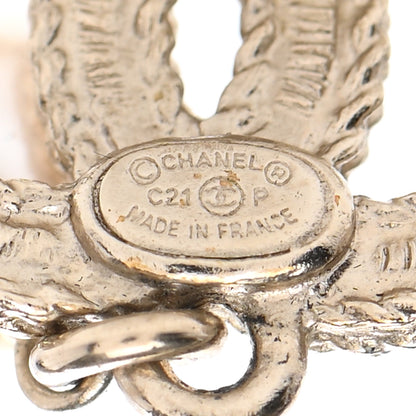 Chanel Crystal Pearl CC Drop Earrings Gold 4 of 4