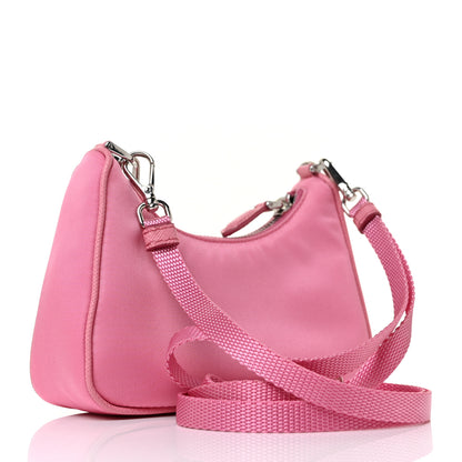 Prada Tessuto Nylon Saffiano Mini Re-Edition 2000 Shoulder Bag Begonia 3 of 8