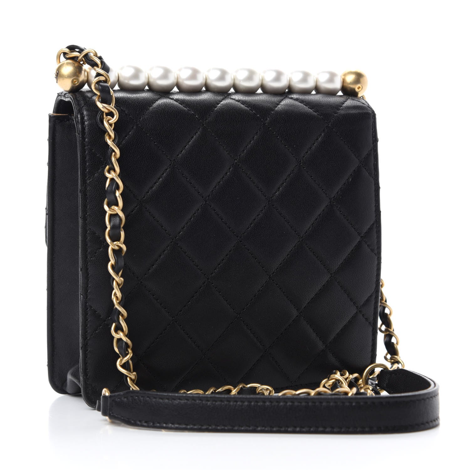 Chanel Goatskin Quilted Chic Pearls Flap Black 3 of 12